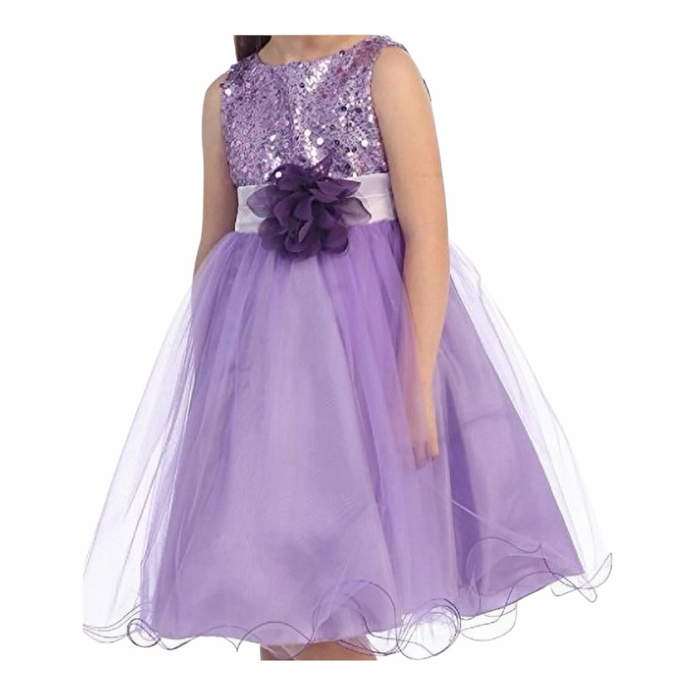 Kids Dream Sequin Mesh Flower Girl Dress Infant Toddler Little Girl Purple